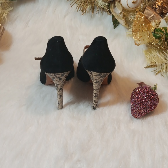 COACH NEW YORK WOMEN BLK SUEDE/ SNAKESKIN LEATHER STAP & HEEL SIZE 9 - Picture 3 of 8